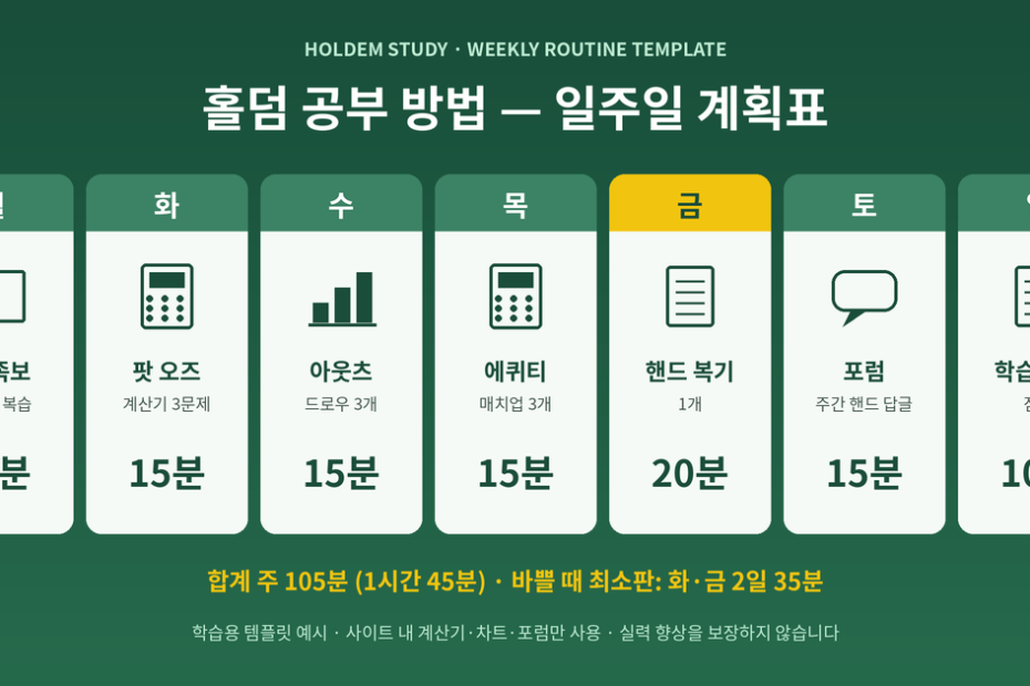 홀덤 공부 방법 주간 학습 루틴 템플릿